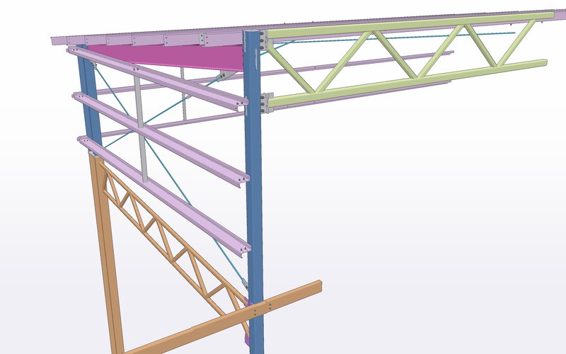 Tekla model detail of a steel truss connection