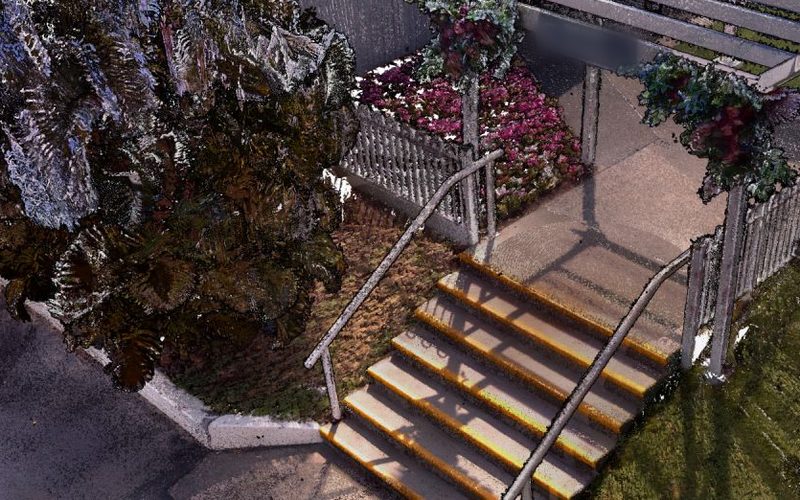 Laser scan point cloud of an existing stair and pergola structure