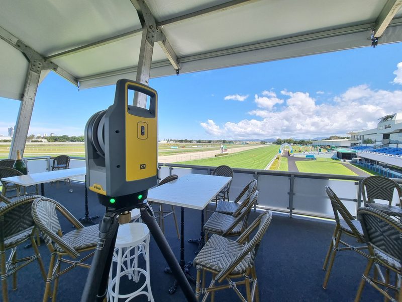 Trimble X7 3D laser scanner on a tripod on site